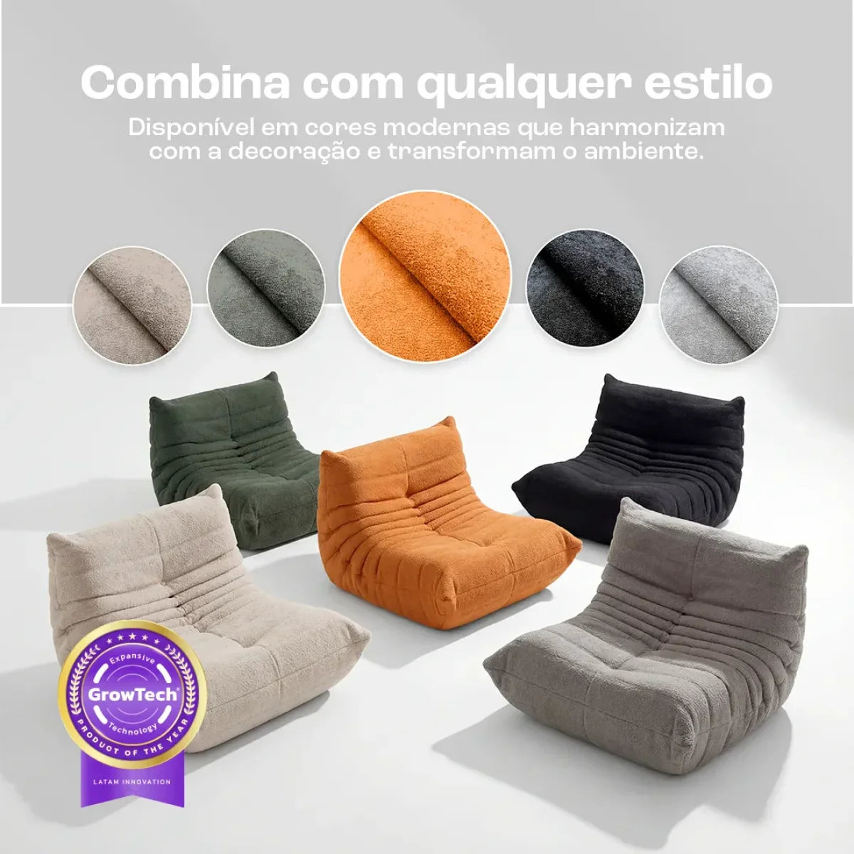 Poltrona Design 1973 Linho 1 unidade Sofá na Caixa