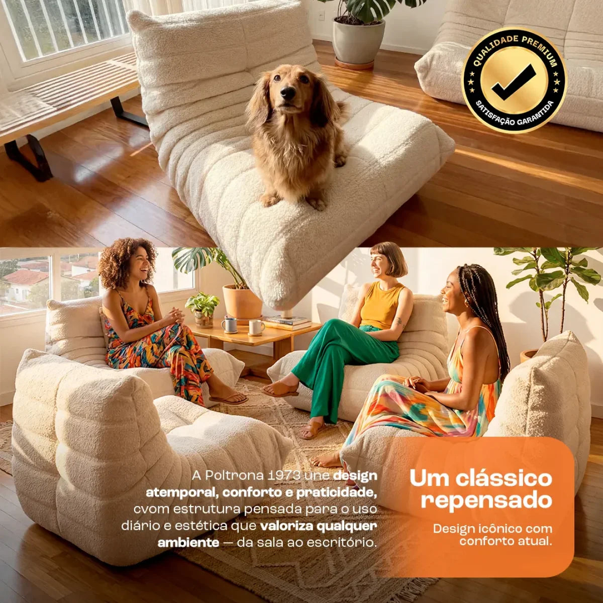 Poltrona Design 1973 Linho 1 unidade Sofá na Caixa