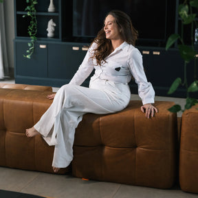 Sofá na Caixa modular 3 lugares Poli-Couro Marrom - 1 Braço com Chaise