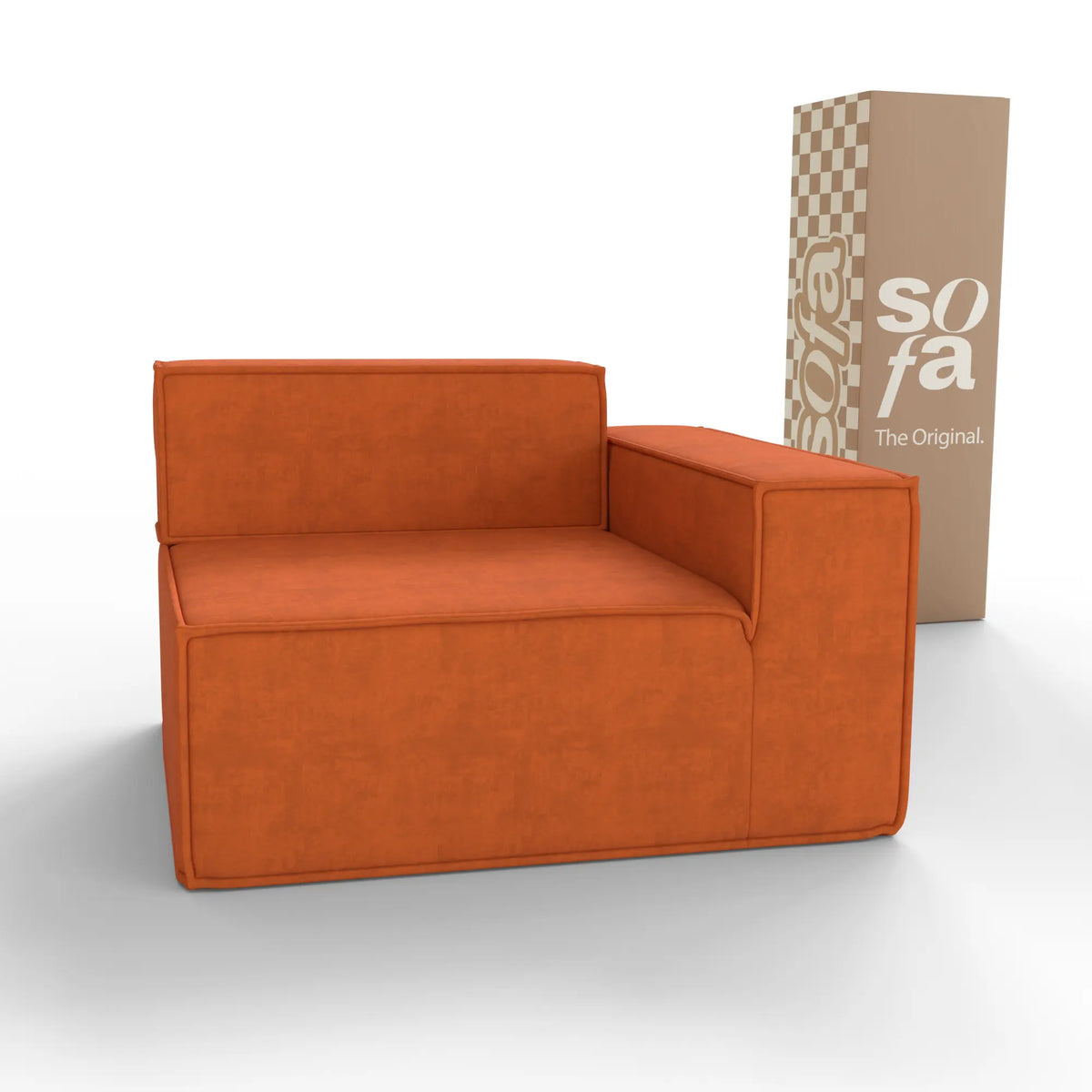 Sofá Modular Pelion 1 lugar Canto em L Direito Boucle - Laranja