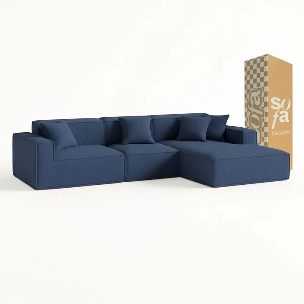 Sofá Modular Pelion 3 Lugares com 1 Chaise - Azul