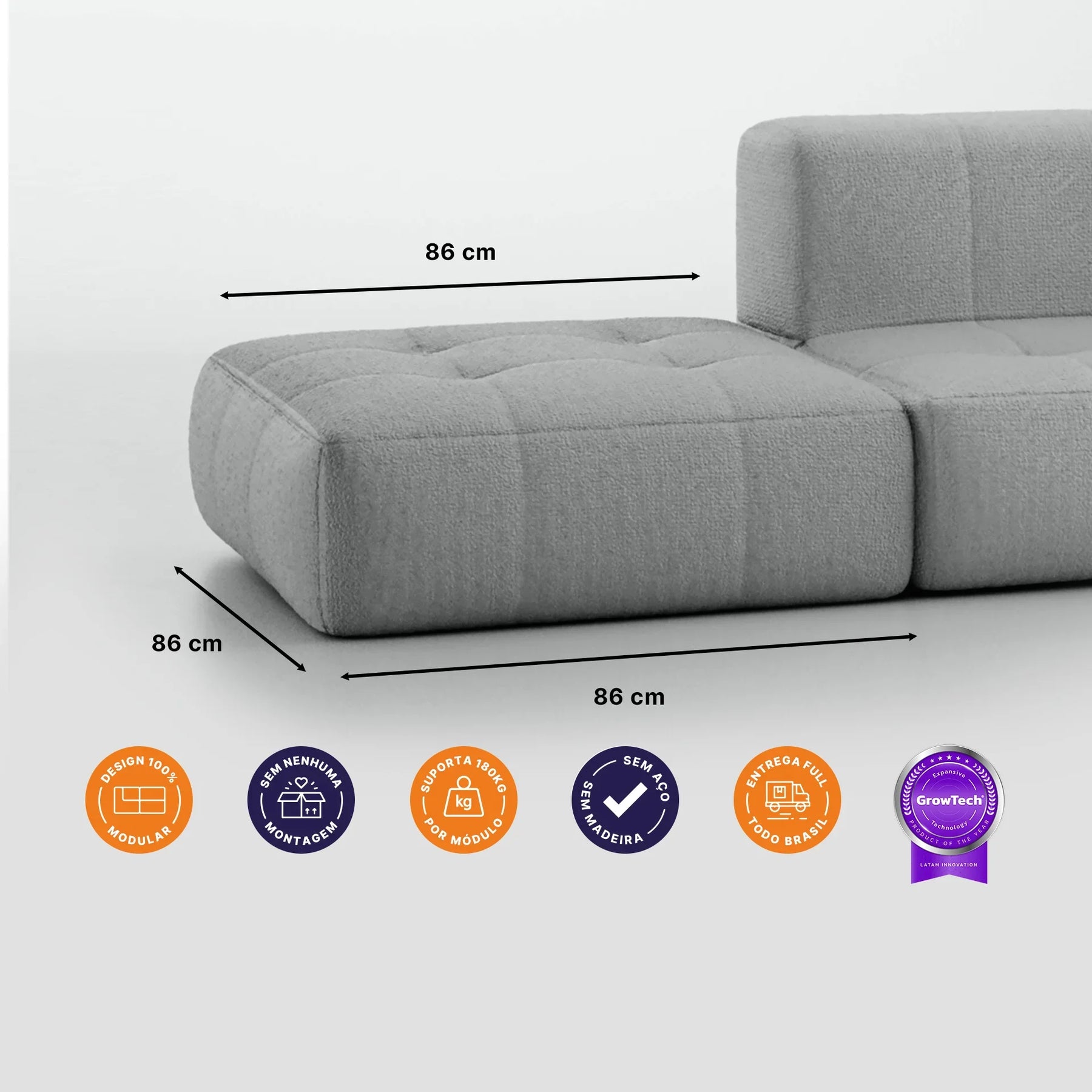 Apoio para o pé em Boucle - Sofá na Caixa - Cinza